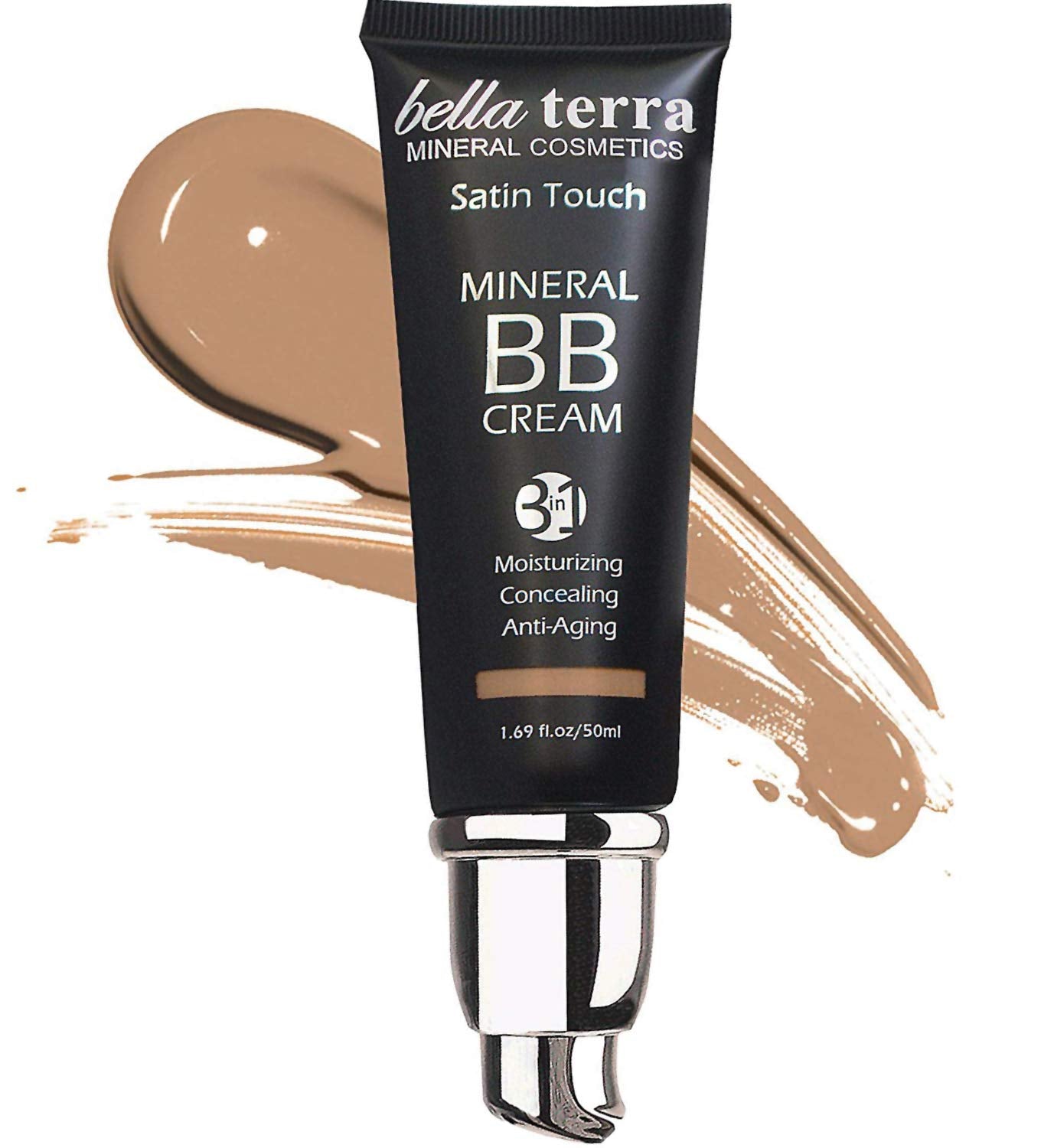 Bellaterra Cosmetics BB Cream - Tinted Moisturizer, Mineral Foundation Makeup, Medium 104 | Skin Perfector, 1.69 oz