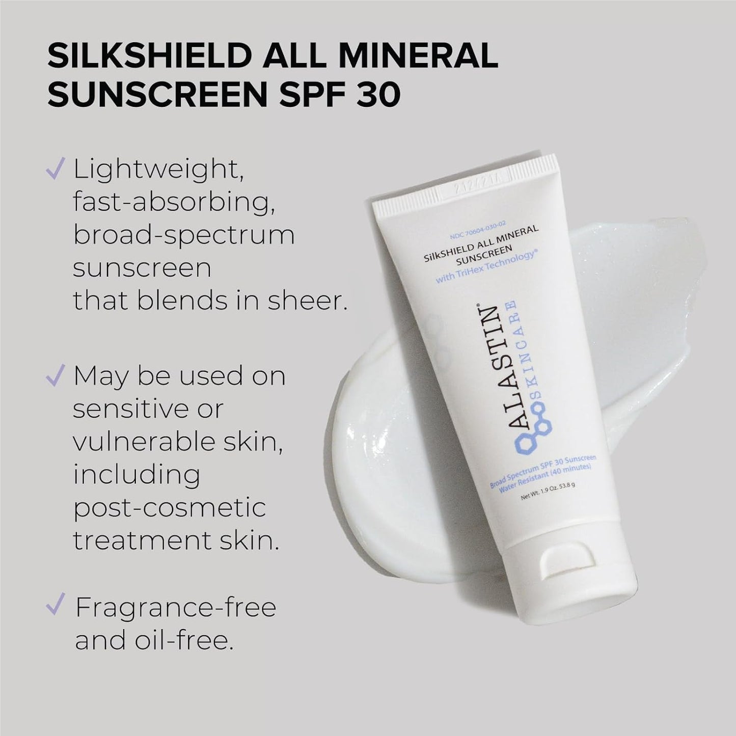 ALASTIN Skincare SilkSHIELD Mineral Sunscreen for Face SPF 30 (1.9 oz) | Lightweight Sunblock Lotion | Daily Moisturizer | Fragrance-Free