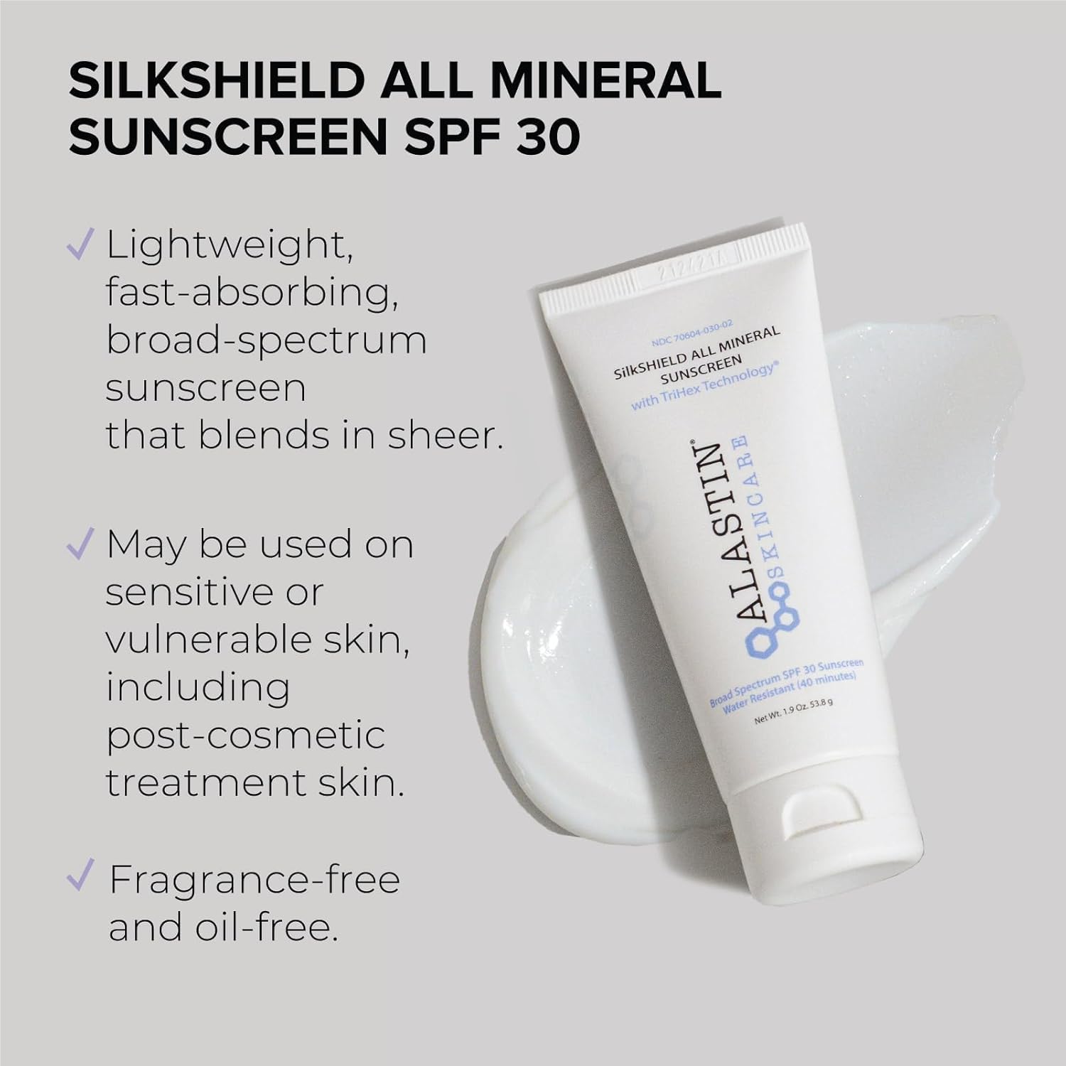 ALASTIN Skincare SilkSHIELD Mineral Sunscreen for Face SPF 30 (1.9 oz) | Lightweight Sunblock Lotion | Daily Moisturizer | Fragrance-Free