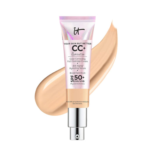 IT Cosmetics CC+ Cream Illumination - Full-Coverage Foundation With SPF 50, Color Corrector & Anti-Aging Serum, Formulated With Niacinamide & Hyaluronic Acid, Radiant Finish, 1.08 fl oz