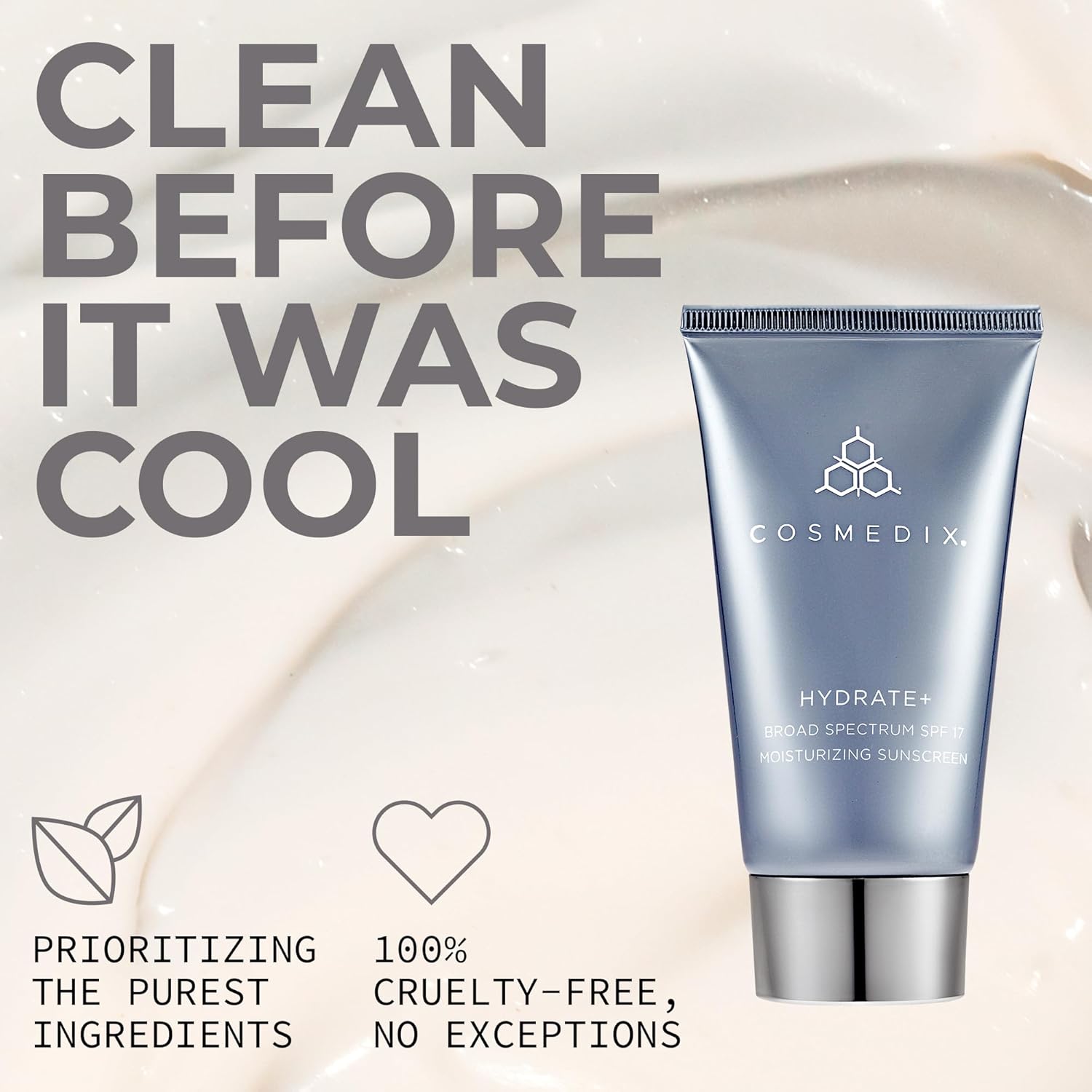 COSMEDIX Hydrate Plus Sunscreen with Broad Spectrum SPF 17 - Moisturizing Face & Body Sun Screen for Travel & Daily Skin Care - Sunblock for Skin Elasticity, Dewy & Radiant Glow, No White Cast